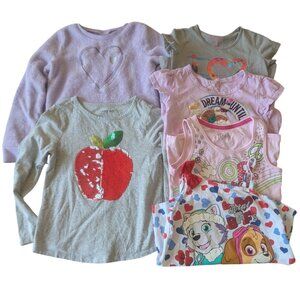 Girls 6/6X Top Lot – 6-Piece Bundle – Mixed Brands, Short/Long Sleeve and Tanks